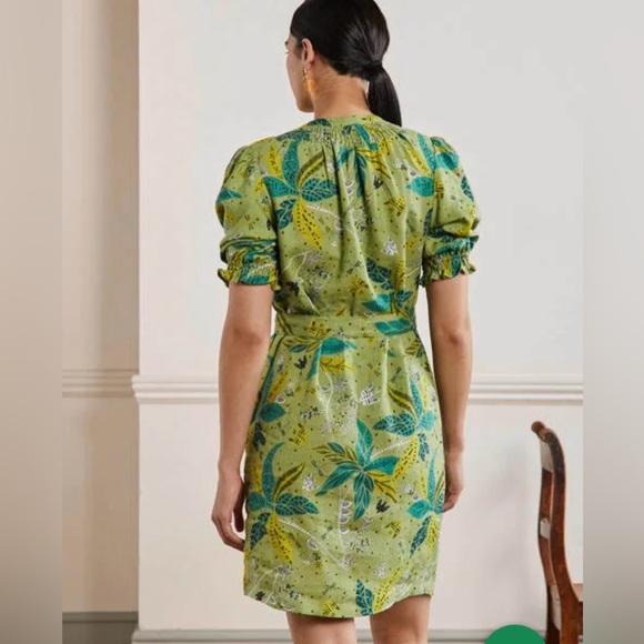 Boden Smocked 100% Linen Shirt Dress. Leaf, Oriental Cascade pattern. - Picture 10 of 10